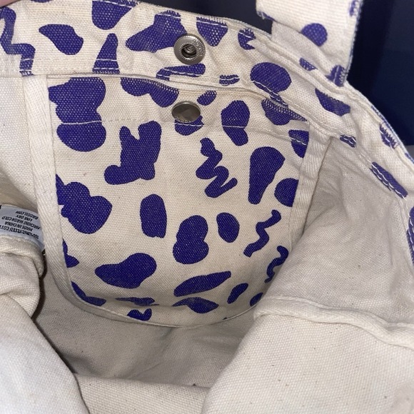 Baggu Duck Bag Shopper Canvas Tote Leopard Print Purple White Machine Washable - Picture 11 of 11
